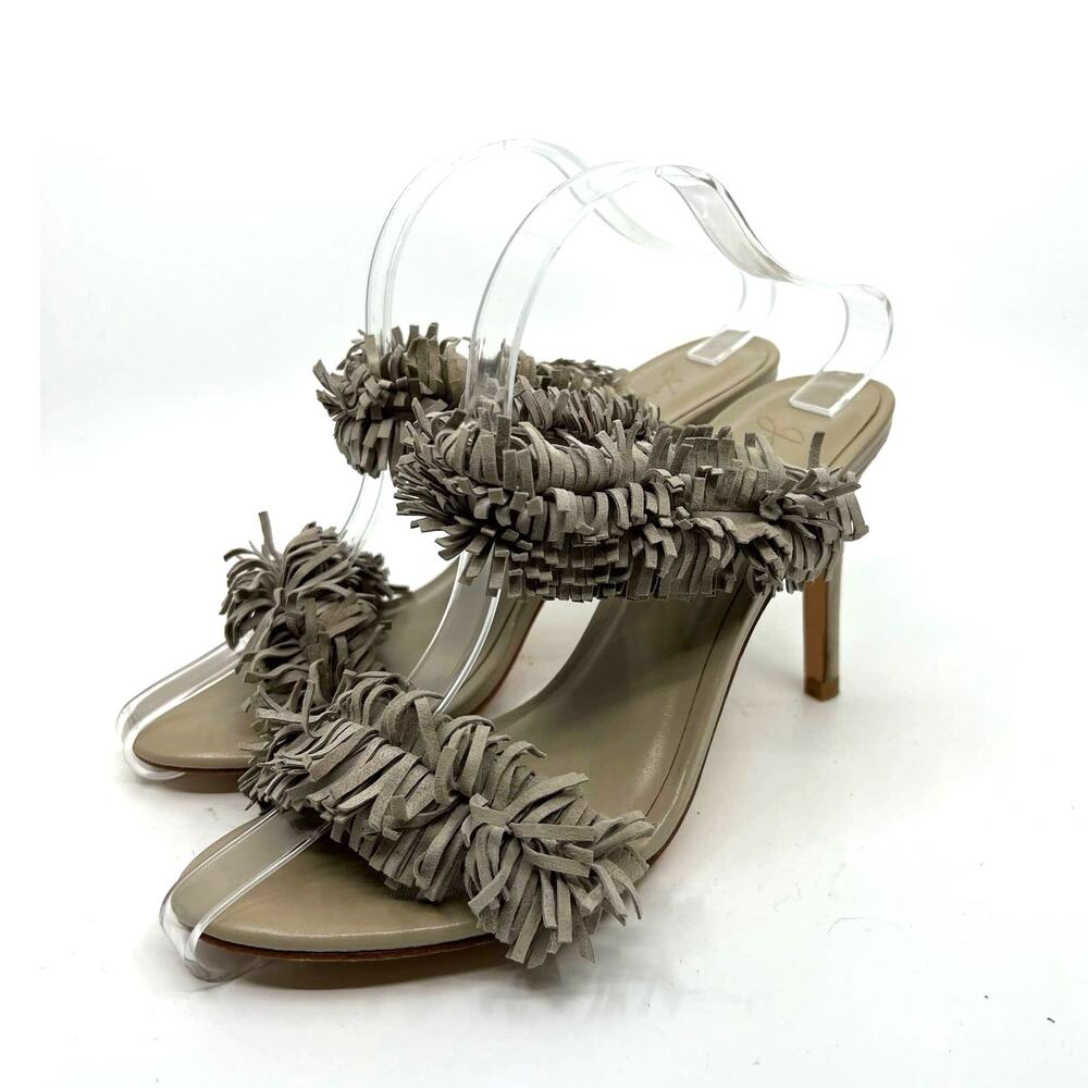 Joie Taupe Fringe Strap Sandal Heels